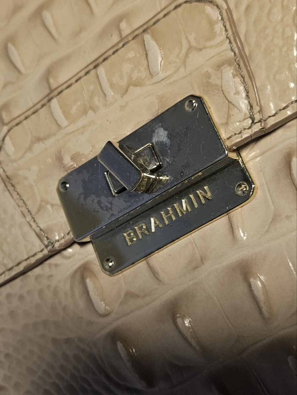 Brahmin Brinley Silk Croc Embossed Leather Satchel Top Handle Crossbody Purse